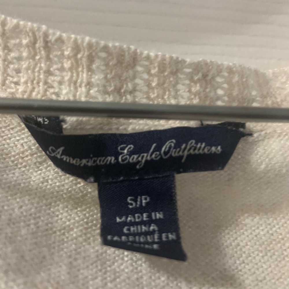 AEO Cream Scoop Neck Lace Back Sweater S - Picture 4 of 8
